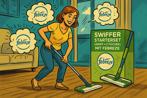 Swiffer Starterset (Griff + 3 Tücher) mit Febreze – Frische Sauberkeit für dein Zuhause