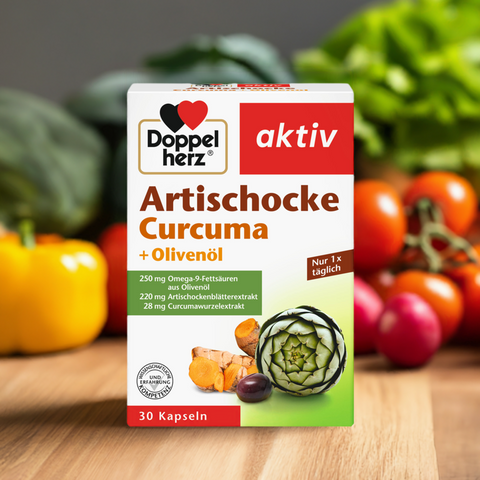 Doppelherz Artischocke + Olivenöl + Curcuma – Leber und Verdauung
