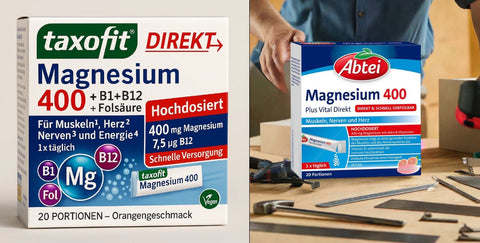 Magnesium-Direktvergleich - Abtei 400 Plus Vital vs Taxofit 400 Direkt