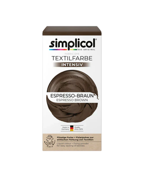 Simplicol Intensiv Textilfarbe Espresso-Braun – Flüssige Textilfarbe mit Fixierpulver für einfaches Färben von Stoffen. Blog über bester-kauf.ch