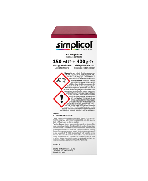 bester-kauf.ch Simplicol Intensiv Textilfarbe Rubin-Rot Simplicol Textilfarbe