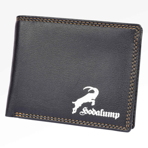 Hodalump Geldbörse mit Steinbock im Hunter-Vintage Look Geldbeutel Herren Hodalump & Ratschkatl Schwarz