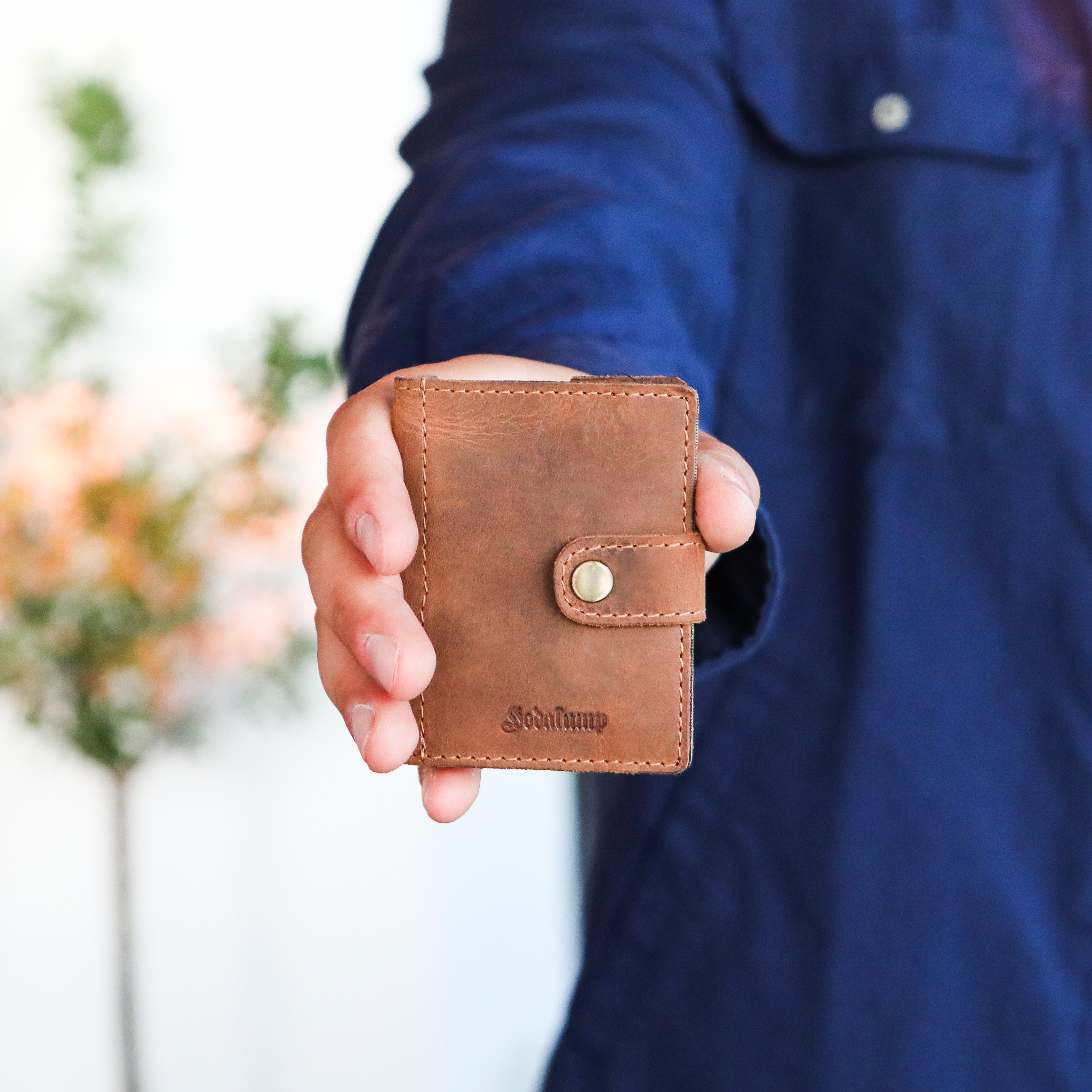 Hodalump Braun Slim Börse aus Büffel Leder für Herren –