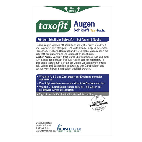 bester-kauf.ch Taxofit Augen Sehkraft Tag und Nacht Taxofit Nahrungsergänzung