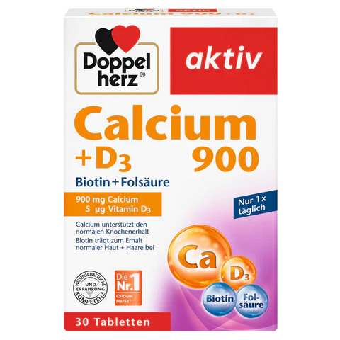 Doppelherz Calcium 900 + D3 mit Biotin und Folsäure – für starke Knochen, gesunde Haut und Haare. Nahrungsergänzung mit Calcium und Vitamin D3 bei bester-kauf.ch.