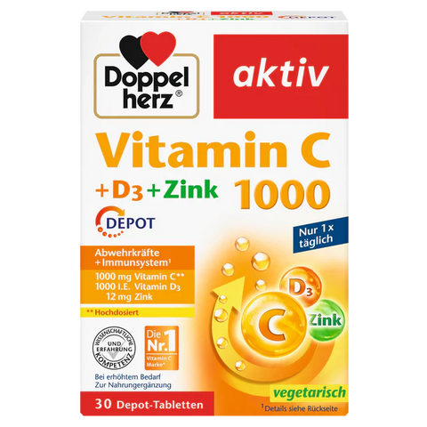 Doppelherz Vitamin C 1000 + D3 + Zink Depot – hochdosierte Vitamin C Tabletten für Immunsystem und Abwehrkräfte bei bester-kauf.ch