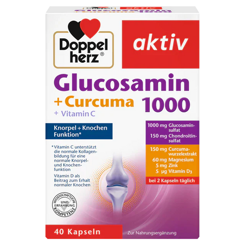 Doppelherz Glucosamin 1000 + Curcuma – 40 Kapseln für Knorpel- und Knochenfunktion mit Vitamin C bei bester-kauf.ch