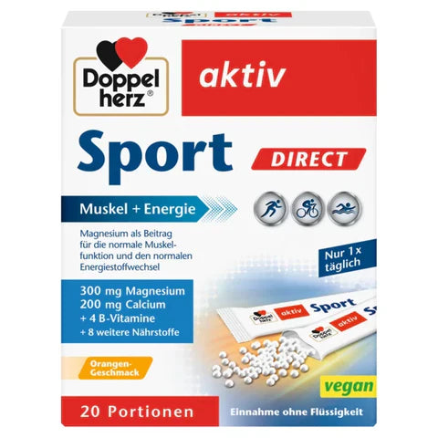 Doppelherz Sport Direct – Magnesium, Calcium und B-Vitamine für Muskeln & Energie, 20 Portionssticks, vegan. Blog von bester-kauf.ch