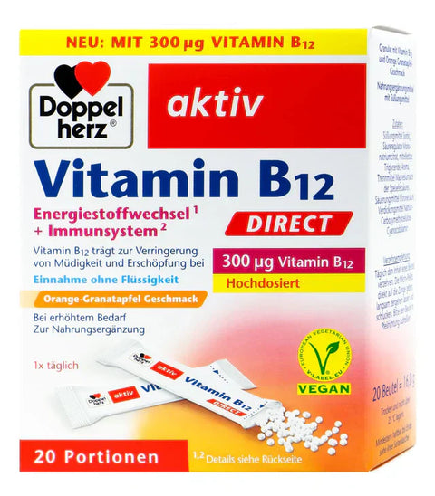 Doppelherz Vitamin B12 Direct hochdosiert – 300 µg Vitamin B12, 20 Portionssticks, vegan. Blog von bester-kauf.ch