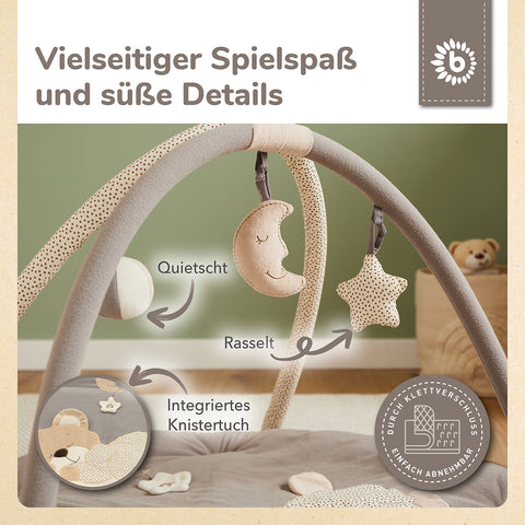 Spieldecke Schlafbärchen mit Activitybogen - slate