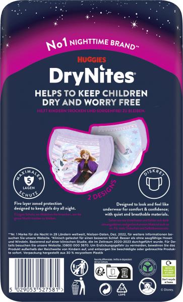 Huggies DryNites Girl 4–7 yrs für den nächtlichen Gebrauch im Familienalltag