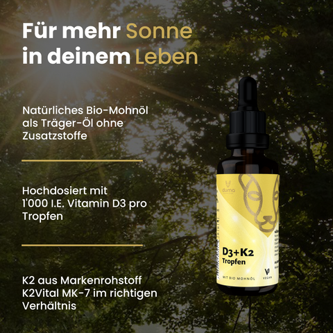 Vitamin D3/K2Vital MK7 Tropfen mit BIO Mohnöl - bester-kauf.ch  