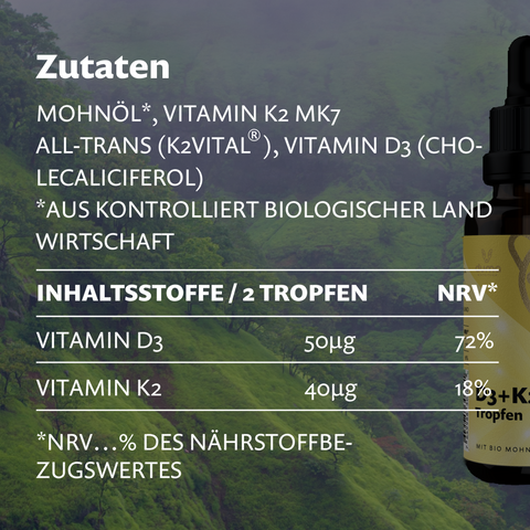 Vitamin D3/K2Vital MK7 Tropfen mit BIO Mohnöl - bester-kauf.ch  