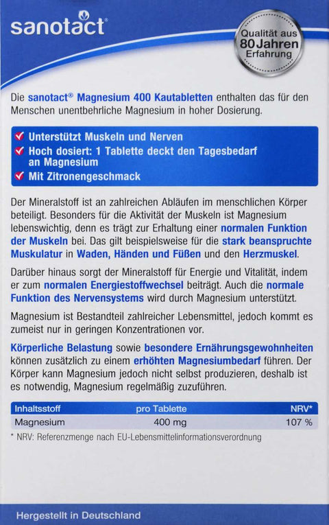 Magnesium 400 mg - bester-kauf.ch   Sanotact 