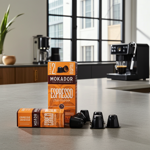 Mokador Cremoso – Der ideale Espresso für zwischendurch mit milder Note und viel Körper.