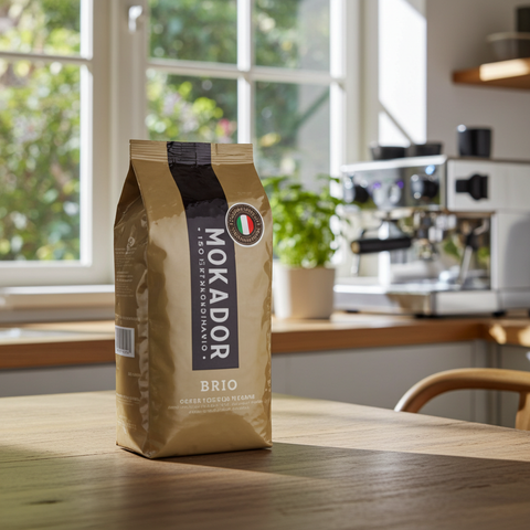 Mokador Brio Kaffeebohnen 1kg: Ganze Bohne für kräftigen Latte Macchiato und intensiven Flat White.