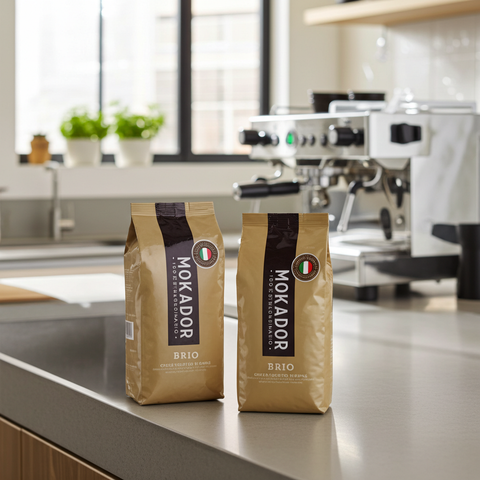 Italienischer Kaffee 1kg: Mokador Brio 60-40 bietet den typisch kräftigen Bar-Espresso für zu Hause.