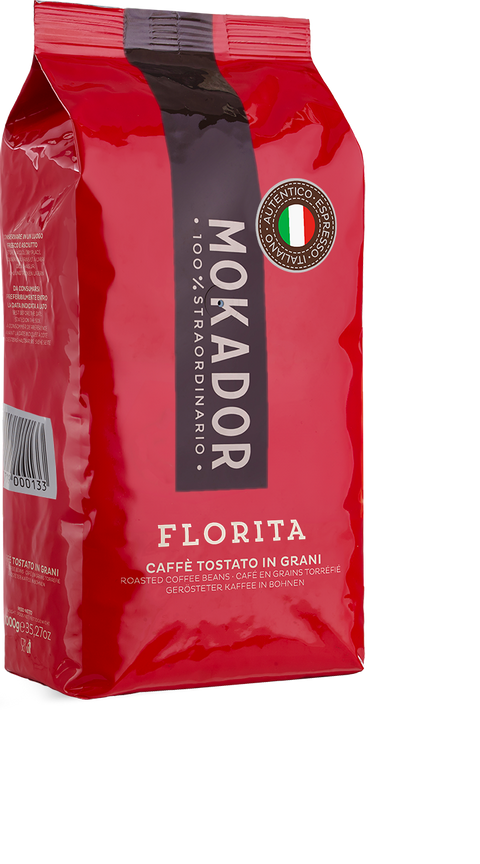 Mokador Florita 1kg: Ganze Bohne für den perfekten Barista-Moment mit floralem Bouquet und dichter Crema.