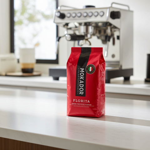 Mokador Florita 1kg: Ganze Bohnen für Vollautomaten mit einem besonders harmonischen und edlen Charakter.