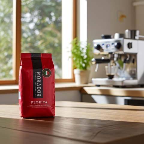 Mokador Florita 1000g: Besonders säurearme 80/20 Röstung für Siebträgermaschinen und anspruchsvolle Gaumen.
