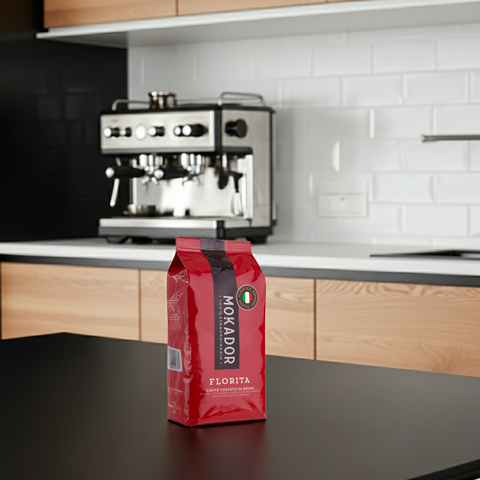 Mokador Florita 1000g: Ganze Espressobohnen mit Noten von Jasmin und Zitrusfrüchten mit Jura Maschine
