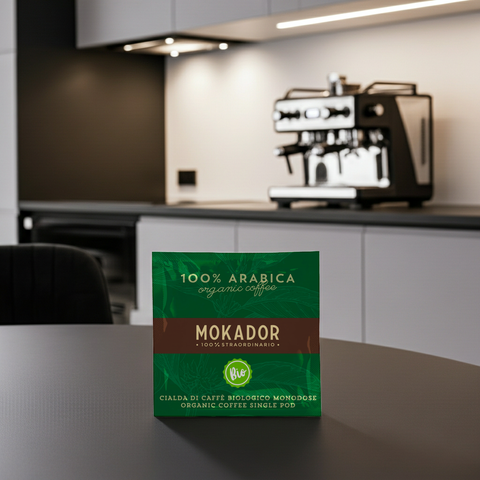Mokador Bio E.S.E. Pads Schweiz: Eleganter Espresso mit floralen Noten und fairer Produktion online kaufen.