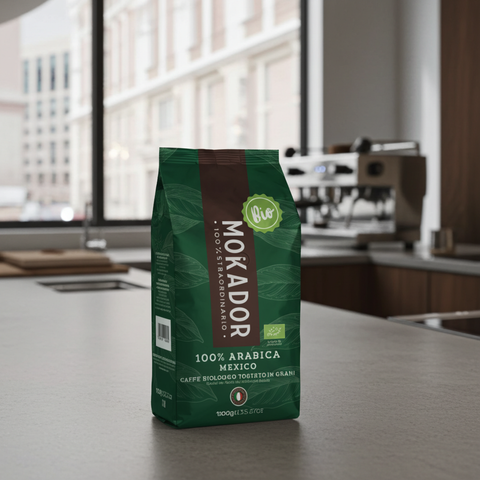 Mokador Mexico Bio 1kg: Ganze Bohnen aus fairem und biologischem Anbau für besten Barista-Espresso.
