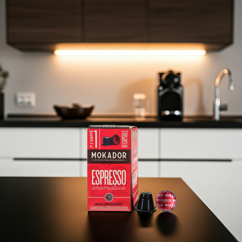 Mokador Aromatico: 100 Kapseln für ein besonders duftiges Espresso-Erlebnis mit feinen Nuancen.