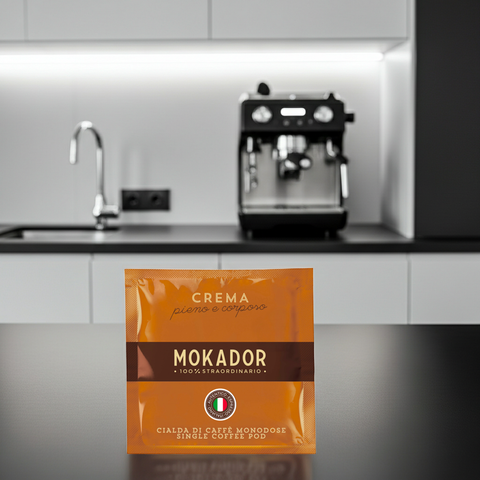 Mokador Crema 50/50: 200er-Box Espresso-Pads für eine samtige Schaumkrone und runden Geschmack.