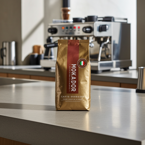 Mokador Oro 1000g: Ganze Bohnen für kräftigen Espresso – säurearm und magenfreundlich langzeitgeröstet.