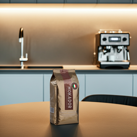 Mokador Oro 1kg: Italienische Röstkunst mit 10% Robusta-Anteil für eine besonders dichte, goldene Schaumkrone.