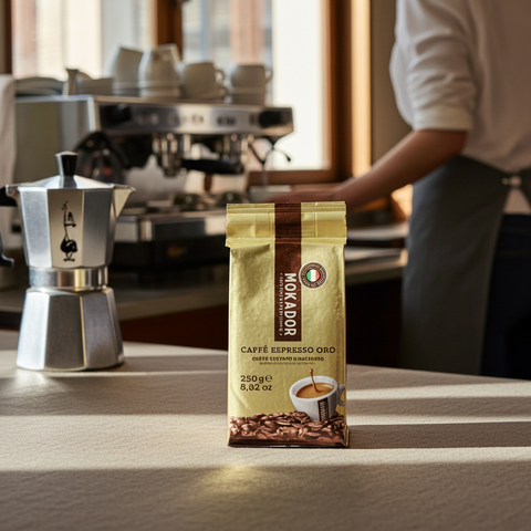 Kaffeevorrat 250g: Mokador Miscela Oro gemahlen – ideal zum Probieren oder für den kleinen Haushalt.