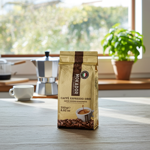 Mokador Miscela Oro 90/10 gemahlen 250g: Italienischer Espresso-Kaffee für die klassische Moka-Kanne.