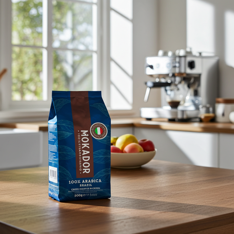 Mokador Brazil ganze Bohnen 500g: Besonders magenfreundlicher Espresso durch schonende Langzeitröstung.